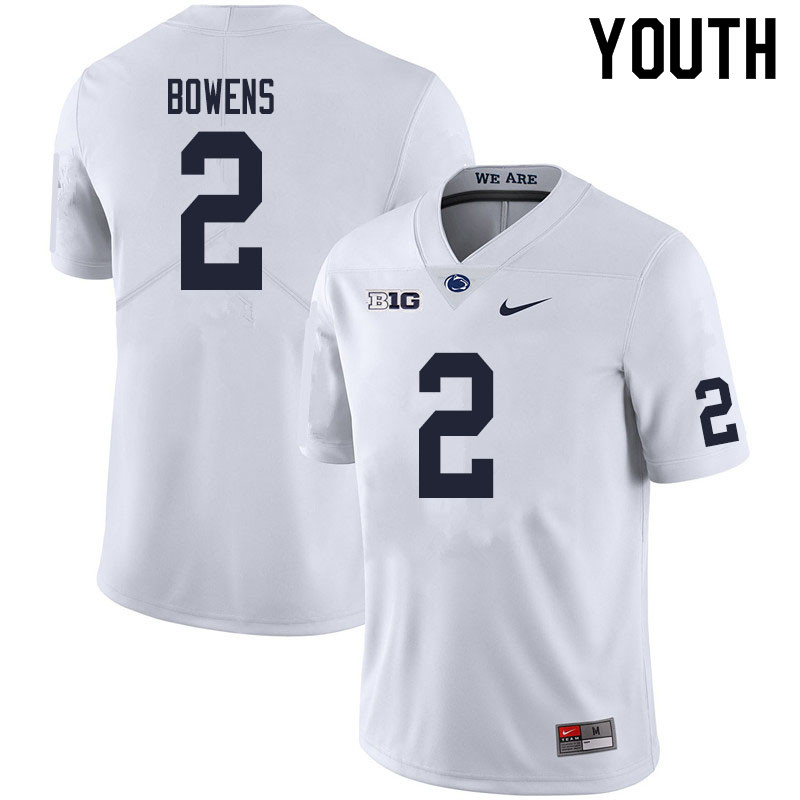 Youth #2 Micah Bowens Penn State Nittany Lions College Football Jerseys Sale-White - Click Image to Close